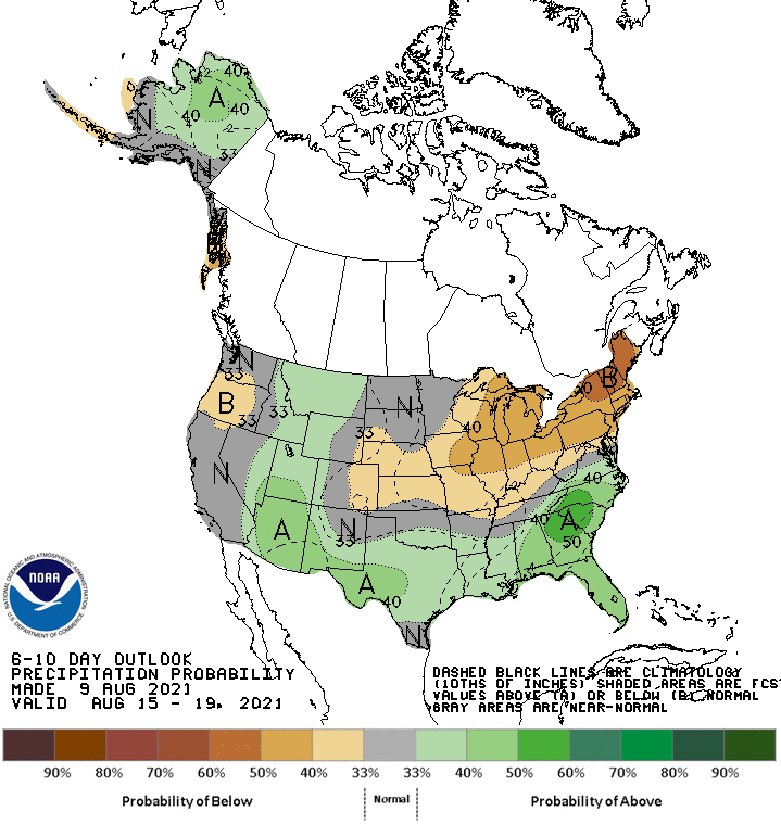 6-10 day outlook precipitation probability.